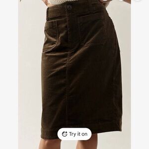 Anthropologie Maeve - Collette Cordoroy Skirt Moss Green